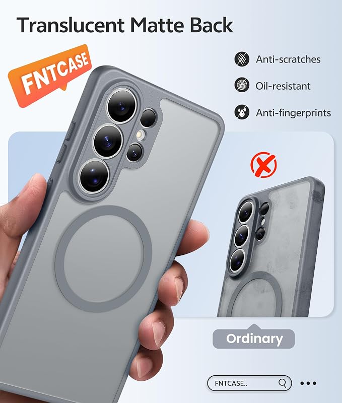 FNTCASE for Samsung Galaxy S26 Ultra Case, Compatible with Magsafe Gray | Screen Protector, Full Camera Protection, Translucent Matte, 14FT Military Grade Drop Proof, Protective Phone Cover - Image 6