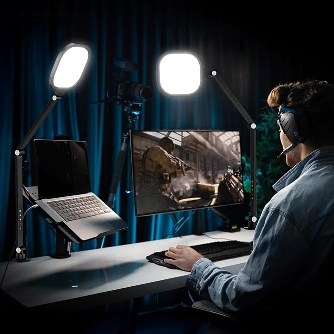 2 Packs Video Conference Light for Computer, Webcam, Video Recording | 15W LitONES Desk Ring Light for Zoom Calls Meeting with C-Clamp & Metal Swing Arm, Remote, Memory & Timing CRI 97.8 - Image 9