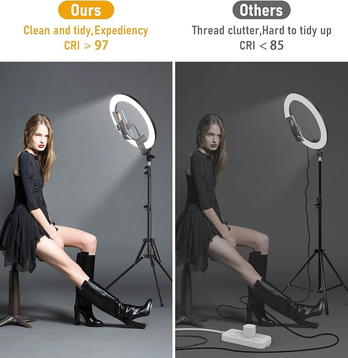 12 inch LED Circle Selfie Ring Light with 63" Tripod Stand 2800mAh - Image 4