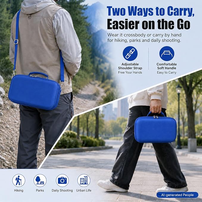 Camera Case for Canon EOS Rebel T7/R50/R100/for Sony a7iv/Mirrorless | EVA hard shell, Oxford fabric, 4 adjustable dividers and 3 mesh pockets for camera travel and home storage-Blue (Case Only) - Image 4