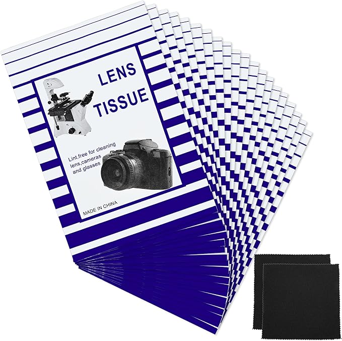 Outus 1500 Pcs Lens Cleaning Paper with 2 Cloths Camera Optics Wipe Booklet | Lint-free Tissue for Camera Lenses, Eyeglasses, Screens, Microscopes, Includes 2 Double Sided Microfiber Cleaning Cloths by Outus