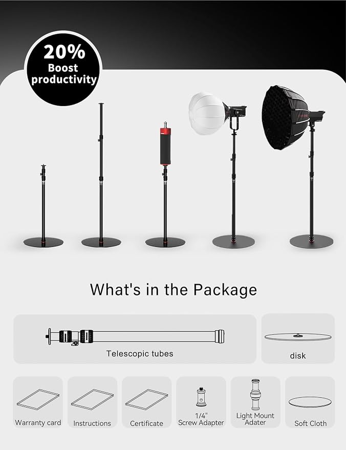IFOOTAGE A400 Round Base Monopod Stand 79" Aluminum Tripod | Studio Light Stand with Flat Base for DSLR Camera Video Light Live Streaming Vlogging, Payload 10kg/22lb - Image 8