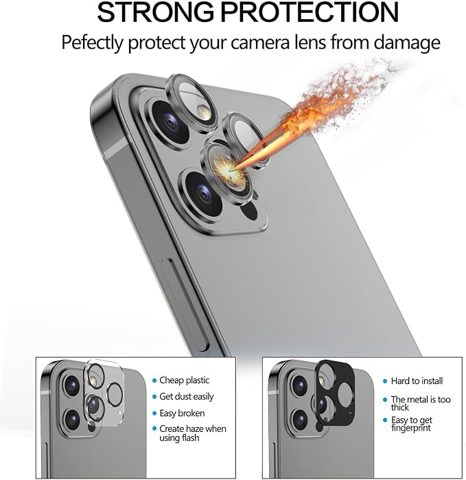 YWXTW [1 SET Camera Lens Protector Compatible with iPhone 12 Pro Max 6.7 inch, [Installation Tray] Aluminum Alloy Tempered Glass Camera Circle Cover - Image 3