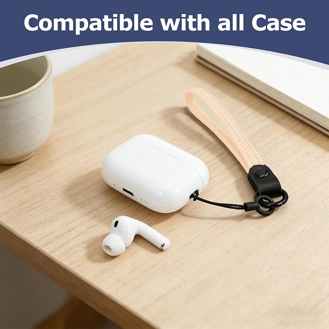 Elastic Nylon Wrist Lanyard for AirPods Case, Anti-Lost Strap for AirPods 1/2/3/Pro/Pro 2 Charging Case, Multi-Functional Wrist Strap for Phones Keys Cameras Small Gadgets, Pink Sands - Image 3