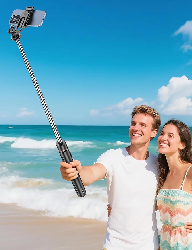70" Extendable Selfie Stick Tripod, Automatic Phone Tripod with Magnetic Remote & 1/4" Screw, Lightweight Travel Tripod Stand for iPhone/Android & Camera, Vlog Video Recording - Image 9