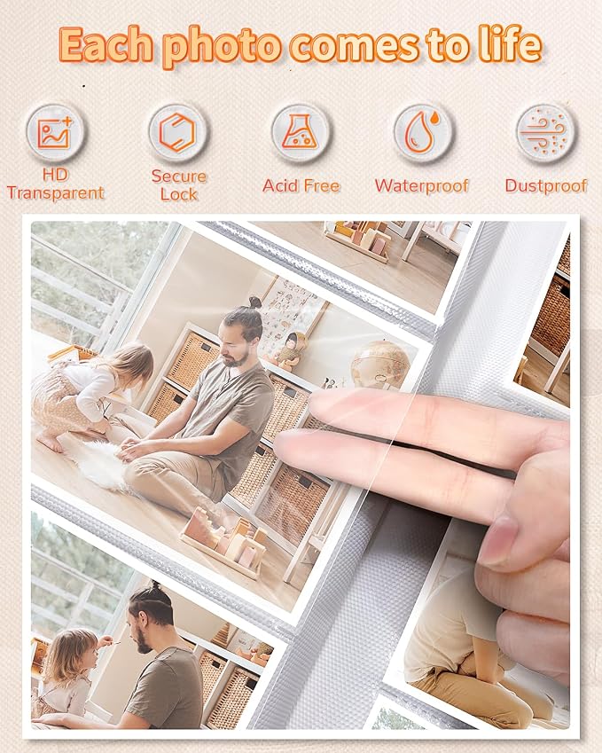 Artfeel Photo Album 4x6 with 300 Pockets,Slip-in Picture Albums,Linen Cover Memory Book with Front Window,White Page Vertical Photo Book for Wedding,Family,Anniversare,Baby,Vacation - Image 4