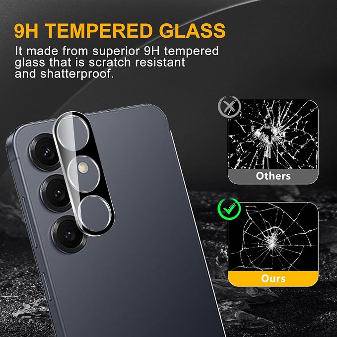 3 Pack Camera Lens Protector for Samsung Galaxy S25 | Tempered Glass,Anti-Fingerprint,9H Hardness,Scratch Resistant,Easy to Install,Bubble Free,HD Clarity - Image 7