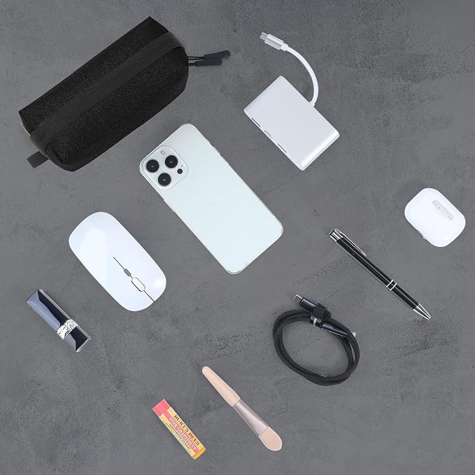 SIMTOP Small Tech Case Organizer for Cords Chargers Earbuds Travel Pouch | Small tech bag pouch for cables charger earbuds phone cords power bank soft padded case purse backpack office commute travel - Image 5