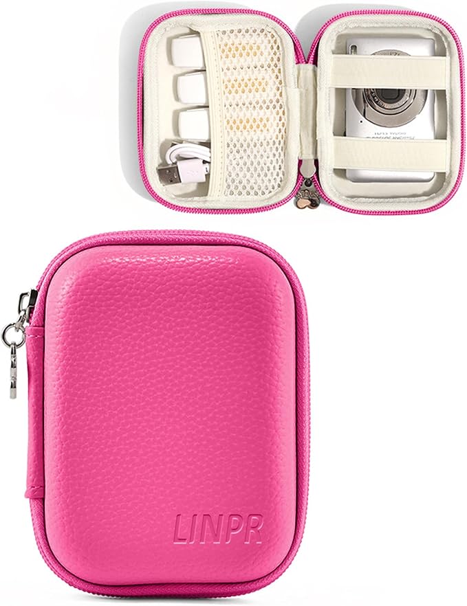 Digital Camera Case for KODAK PIXPRO FZ55/FZ45, Case Only, Rose Pink | Fits CAMKORY DC403 and Canon PowerShot ELPH 360 HS Compact Digital Cameras, Small Hard Shell Camera Pouch with Mesh Pocket by Linpr