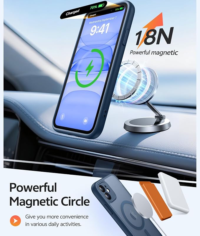 FNTCASE for iPhone 11 Phone Case, Fit for Magsafe, Full Camera Protection | Translucent Matte Back, Strong Magnetic Charging,14FT Military Grade Drop-proof, Anti Slip, Blue - Image 3