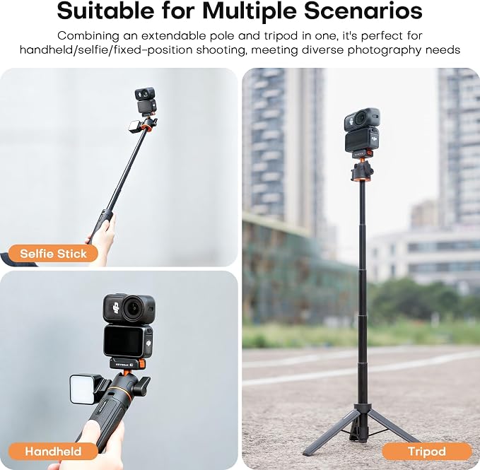 REYGEAK 21" Action Camera Tripod 360° Ball Head for DJI Osmo Nano/Action 6 | 21.6in extendable selfie stick for vlogs, with cold shoe, magnetic and quick release design, for DJI Osmo Nano Action 6 - Image 6