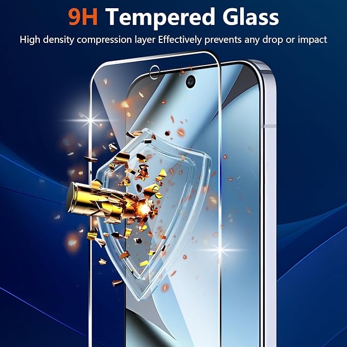 (3+2 Pack) Glass Screen Protector for Google Pixel 10 Pro with Camera Lens Protector,9H Tempered Glass,Fingerprint Unlock,Anti-Scratch,Bubble Free,Case Friendly - Clear - Image 3