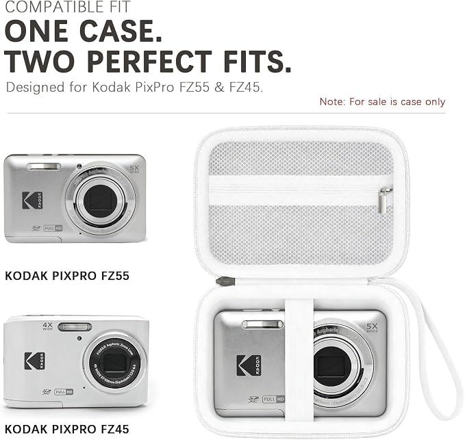Camera Carrying Case for KODAK PIXPRO FZ55/ FZ45 Digital Camera | Camera Storage Case. Hard Protective Bag With Mesh Pocket Fits Batteries Cable Memory Card Card Reader, White - Image 2