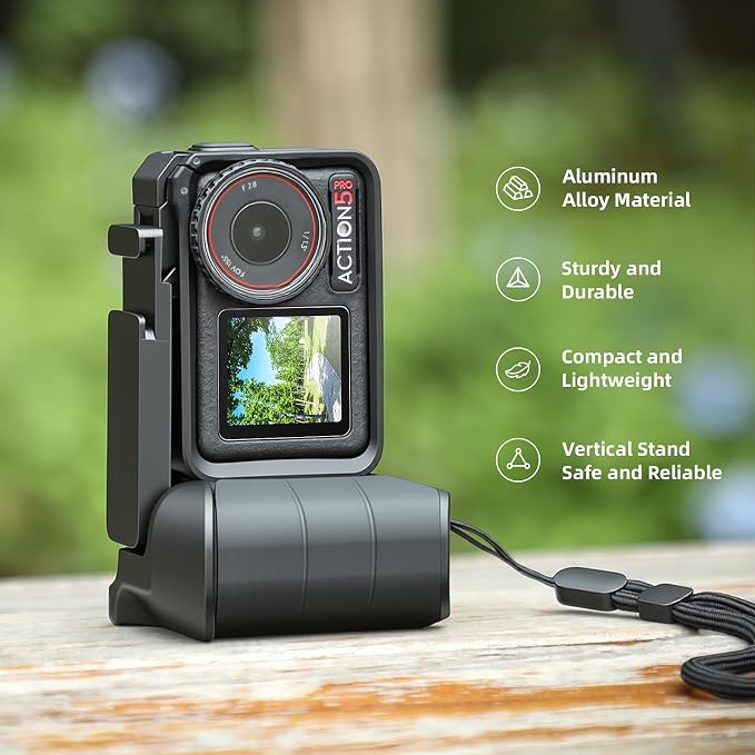 AMAZEAR DSLR Shutter Grip for DJI OSMO Action 5 Pro Accessories, Street Capture Camera Handle with Quick-Release Mount, DSLR Style Rapid Photography Snapshot, Cool & Fashionable, Black - Image 7