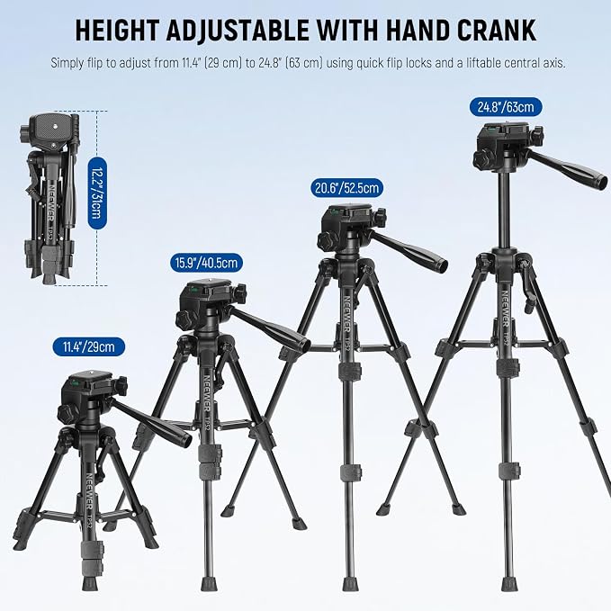 NEEWER Entry Level Version TP52 Mini Desk Phone Tripod Camera Webcam Stand | Compatible with iPhone for Video Recording, Small Compact Table Top DSLR Camcorder Stand, 3 Way Pan Tilt Head, Phone Holder - Image 4