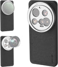 NEEWER 15 Ultra Case, Protective Phone Case Compatible with Xiaomi 15 Ultra, Heavy Duty TPU + PC Faux Leather with 17mm Lens Mounts & 67mm Filter Adapter for Wireless Charging, PA101 Black + Silver by Neewer