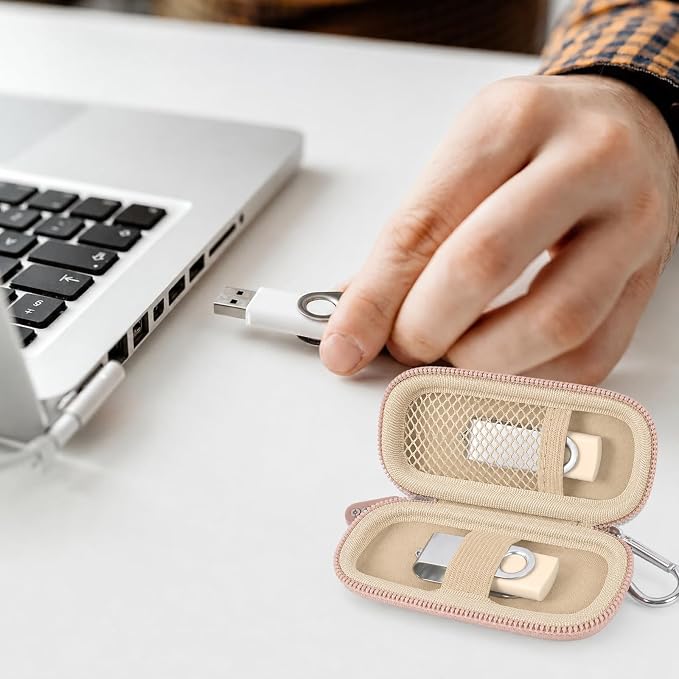 USB Flash Drive Case, SD Card/Thumb Drive/Memory Cards Holder, Bag Only | SDXC/SDHC Storage, Electronic Accessories Organizer for SanDisk / for Samsung, for Students/IT/Office/School/Travel, RoseGold - Image 7