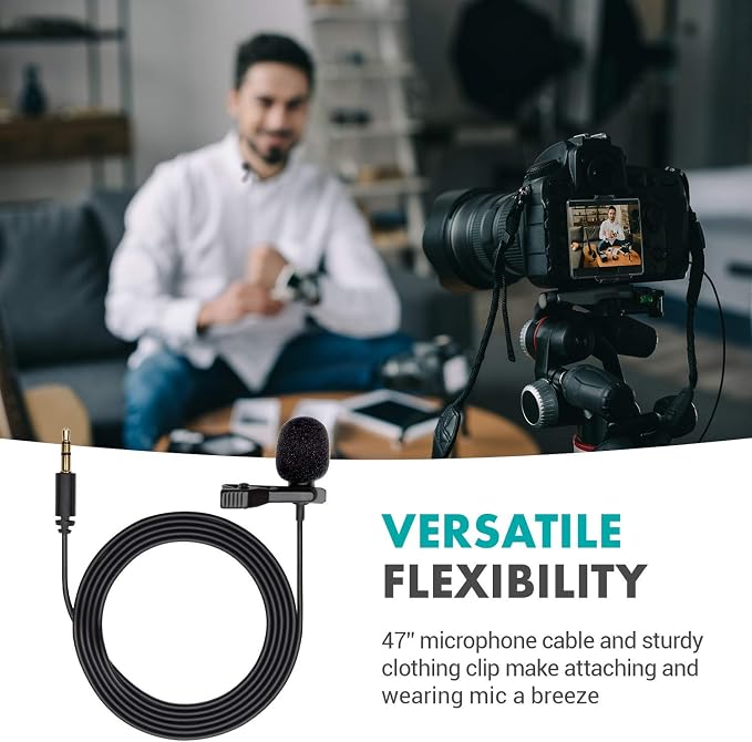 Movo DOM1 3.5mm TRS Lavalier Omnidirectional Condenser Microphone for Camera Microphone Compatible with DSLR Cameras, Recorders and More - Image 6