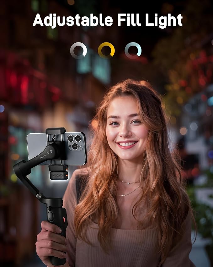 hohem iSteady V3 Gimbal Stabilizer for iPhone & Android with AI Tracker | iSteady 8.0, Detachable Remote, 8" Extension Rod, Tripod, Magnetic Fill Light, AI Tracking, 13H Battery for Vlogs, Black - Image 7