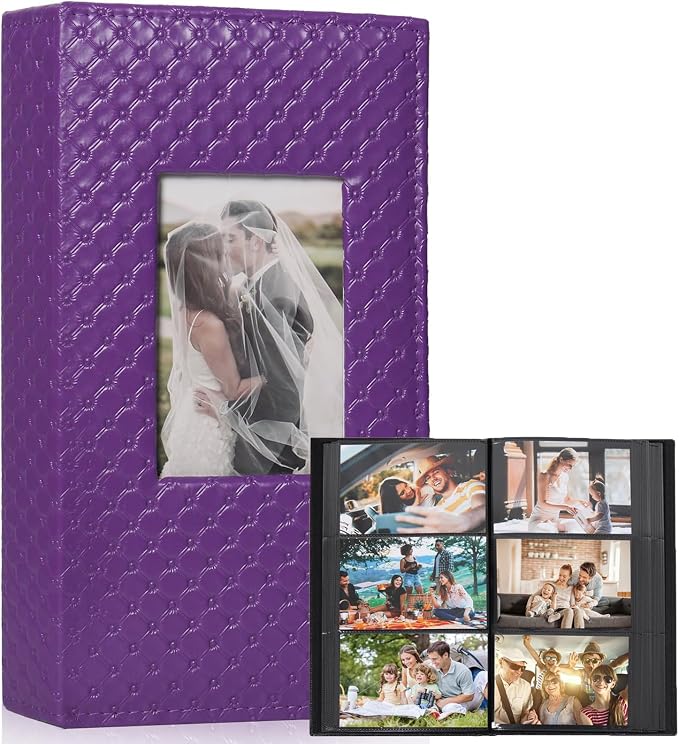 RECUTMS Photo Album 4x6 Pictures, 300 Pockets Large Capacity Picture Album | Acid-Free Black Pages, Leather Cover, Horizontal Pockets, Custom Photo Cover, Perfect for Wedding, Family&Trave by RECUTMS