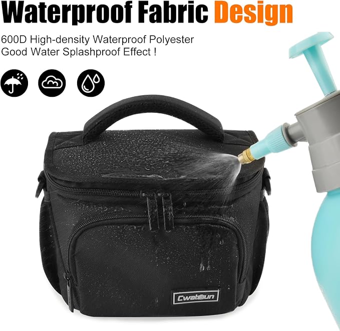 Cwatcun Camera Sling Bag, Waterresistant Crossbody Case for DSLR/Mirrorless | Fits 1DSLR+1lens. 18mm EPE foam, 600D waterproof, adj strap 14.1-26.8", front/side pockets, lightweight 1lb. - Image 6