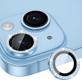 for iPhone 15/15 Plus Camera Lens Protector Bling Diamond, Blue | Individual Metal, 9H Hardness, Scratch Resistant, Shockproof, Drop Protection, Case Friendly, Stylish Accessories by Xfilm