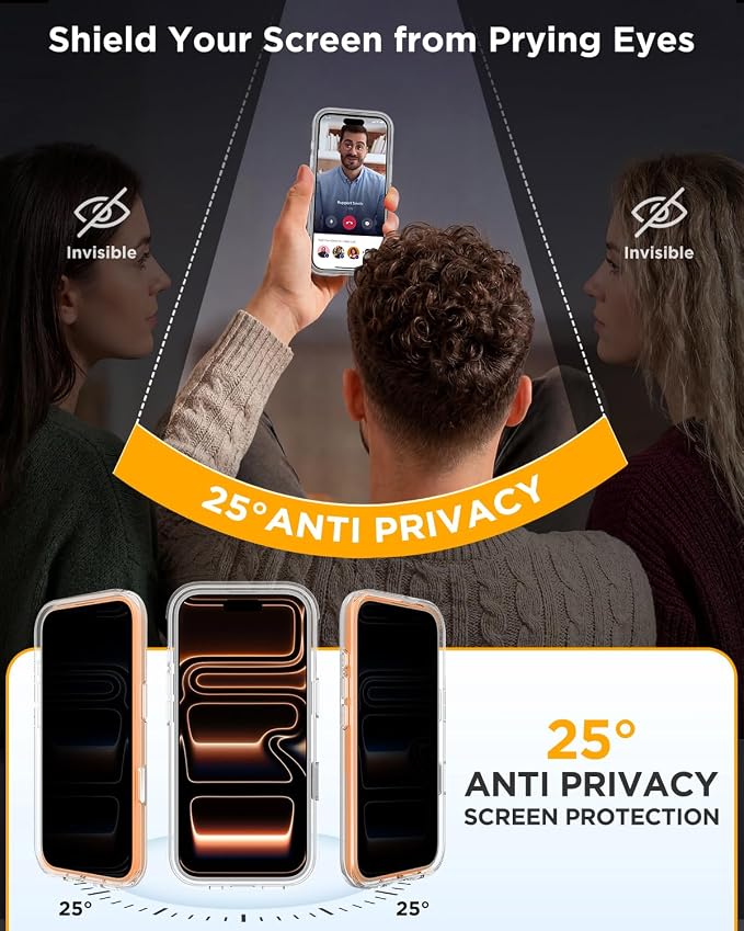 miracase for iPhone 17 Pro Privacy Series Case, Magsafe, Clear | Built-in Privacy Screen Protector | 360° Full Protection | Colored Bezel & Clear Back | Shock-Absorbent | 6,3 Inch - Image 2