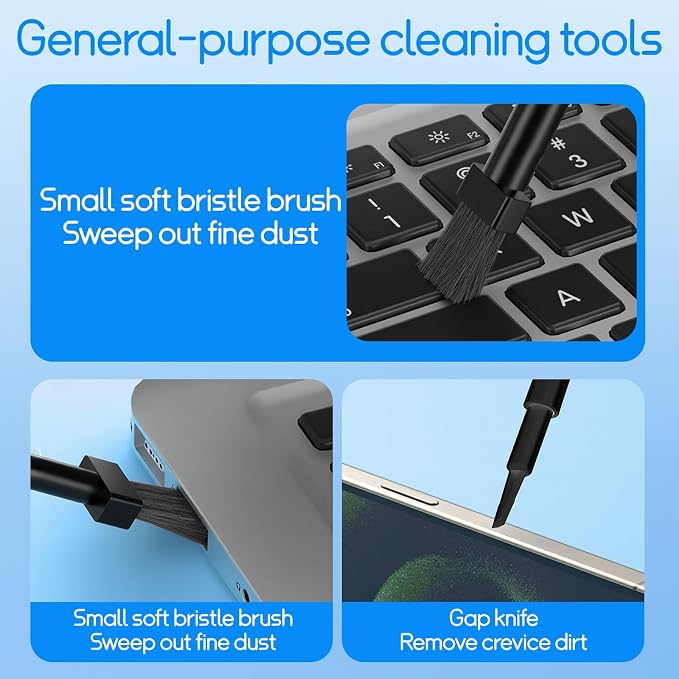 32-in-1 Keyboard Cleaning Kit iPhone Charging Port Speaker Cleaner | Multifunction Clean Tools for Airpods iPad MacBook Keyboard Earbuds Camera Computer Laptop Screen Electronics (Black) - Image 8