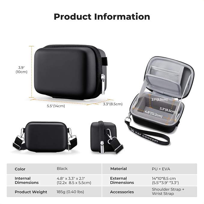 K&F CONCEPT Carrying Case for Digital Camera, Hard Shell Protective Case | Compatible with Ricoh GR III/GR IIIX/for Sony ZV-1 RX100/ for Canon G7X Mark III/G5X Mark II (Case Only),BE02 - Image 8