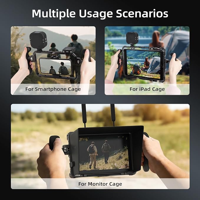 Nitze Side Handle Kit with 1/4" Screw and Retractable Locating Pins- PA32D | 360° Adjustable, Left and Right Side Handles, For Smartphone / iPad / Monitor / Camera Cages - Image 7