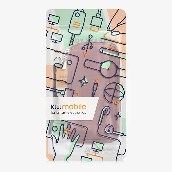 kwmobile Universal Phone Pouch Size XL - 6.7/6.8" - Neoprene Smartphone Pouch with Zip - Water-Repellent Mobile Phone Case - Sleeve in Dark Rose - Image 7