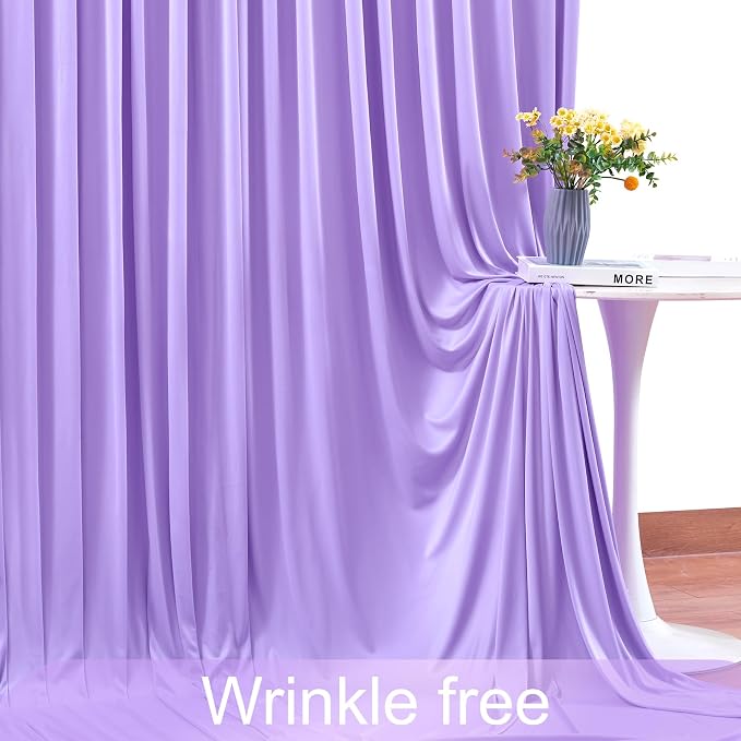 8 Panels Lavender Backdrop Curtain for Parties Wedding Wrinkle Free Light Purple Photo Curtains Backdrop Drapes Fabric Decoration for Baby Shower Photoshoot 40ft(W) x 10ft(H) - Image 6
