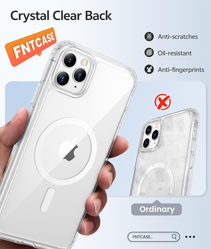 FNTCASE for iPhone 11 Pro Case, Fit for Magsafe, Clear Anti Yellowing | Magnetic Phone Cases, 14FT Military Grade Drop Protection, Slim Shockproof Protective Cover, Transparent - Image 6