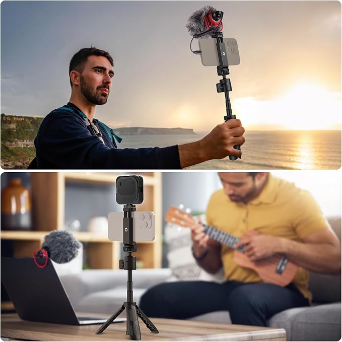 NEEWER Basics Mini Desk Selfie Stick Tripod, TP43 Black | Compatible with iPhone Android GoPro Insta360 DJI, Portable Small Camera Webcam Stand, Cell Phone Holder, Video Recording - Image 7
