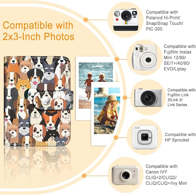 Dogs Small Photos Album for 2x3 Inch Films, 56 Pockets | Mini Cute Picture Book, Wallet Size, for Polaroid Fujifilm Instax Mini Instant Camera Printer, Kpop Photocard Binder Holders - Image 3