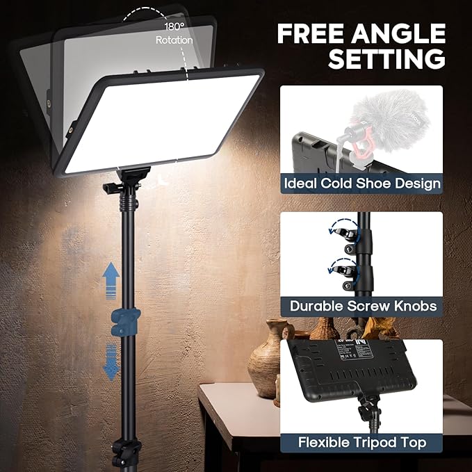 2-Pack Photography Lighting Kit, NiceVeedi 25W LED Video Light Kit, 2900-7000K Dimmable Studio Light with Tripod Stand, 73" Stream Light for Video Recording - Image 6