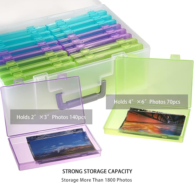 Photo Storage Box 4x6, 18 Inner Extra Large Photo Case Large Photo Organizer Acid-Free Photo Box Storage Photo Keeper Photo Storage Case, Plastic Craft Storage Box for Photo Stickers Stamps Seeds - Image 5