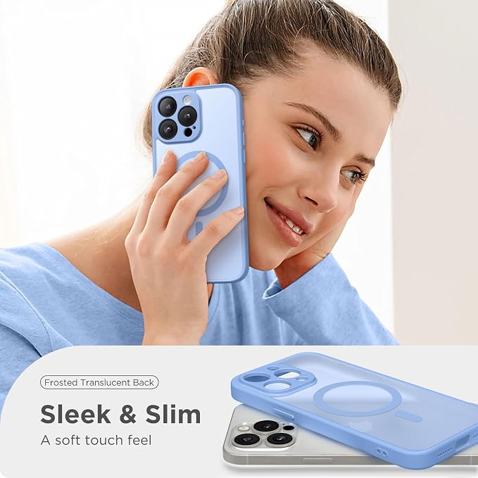 CAPRARO for iPhone 13 Pro Case, Compatible with MagSafe | Upgraded [Full Camera Protection] Shockproof Protective Slim Translucent Matte Magnetic Phone Case 6.1'', Snow Purple - Image 7
