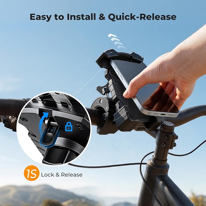K&F CONCEPT Motorcycle Phone Mount, Bike Holder for 4.7" to 6.9" Phones | 360° Adjustable Quick Install Handlebar Clamp, MS51 - Image 2