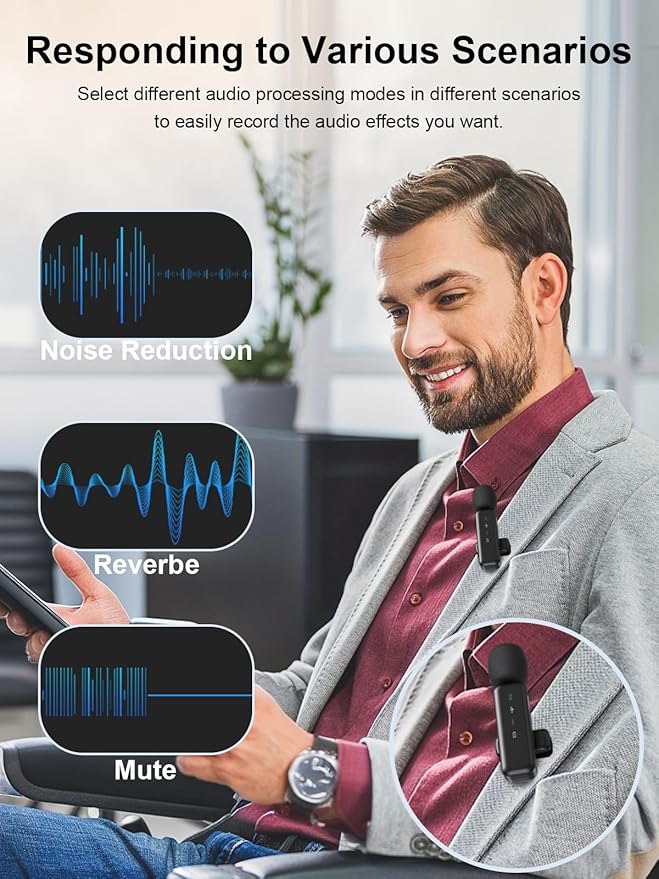 BILIWAL Wireless Lavalier Microphone 3IN1 Port for Most Devices | Noise Cancelling Lapel Recording Entry-level 2 Pack Mics - Image 3