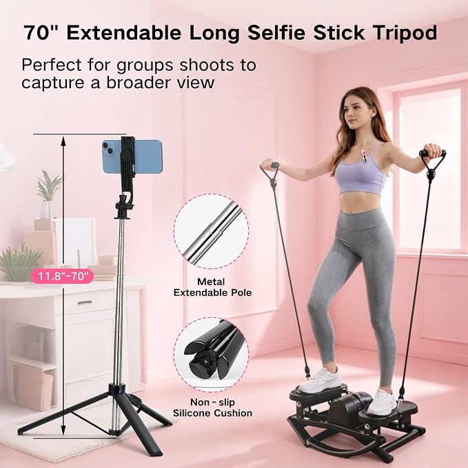 Content Creator Vlogging Kit,70inch Selfie Stick Tripod with Light and Wireless Microphones,Content Creator Essentials for iPhone/Android,Phone Tripod for Tiktok &YouTube Starter Kit - Image 3