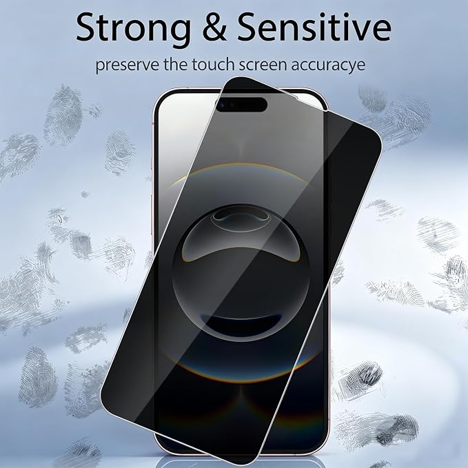 3 Pack Privacy Screen Protector for iPhone 15 Pro Max +3 Pack Camera Lens Protector with Tempered Glass,Sensitive Touch and Screen Protection - Image 5