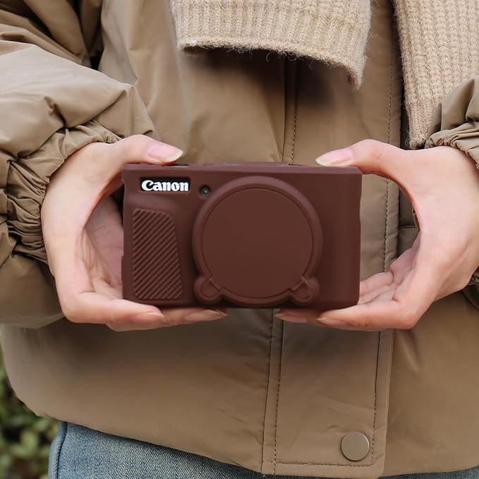 BOVKE Silicone Camera Case for Canon PowerShot SX740 / SX730 Digital Camera, SX740 HS Soft Protective Case Cover Rubber Camera Slim Fit Sleeve with Removable Lens Cover, Brown - Image 8