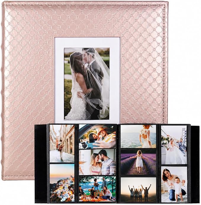 RECUTMS Photo Album 4x6 Pictures, 800 Pockets Large Capacity Picture Album | Acid-Free Black Pages, Leather Cover, Dual Horizontal/Vertical Pockets, Custom Photo Cover, Perfect for Wedding, Family&Trave by RECUTMS