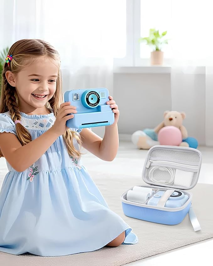 Krypthos Kids Instant Print Camera Case for Dylanto for ESOXOFFORE (Blue) | Compatible with ESOXOFFORE, Dylanto, DUDUDRAGON, Zostuic, Gofunly, Cimizi, Paper Storage, Shockproof, Durable, Easy to Carry - Image 7