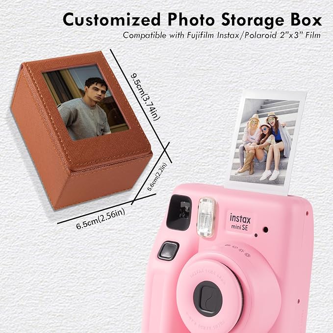 2x3 Inch Photo Holder Compatible for Instax Mini EVO/Liplay/SE/12/11/13/41/40/99/90/9/8/7S Camera Films, 3 Inch Film Storage Box, Photo Case Accessories Can Hold 50 PCS Picture - Brown - Image 3