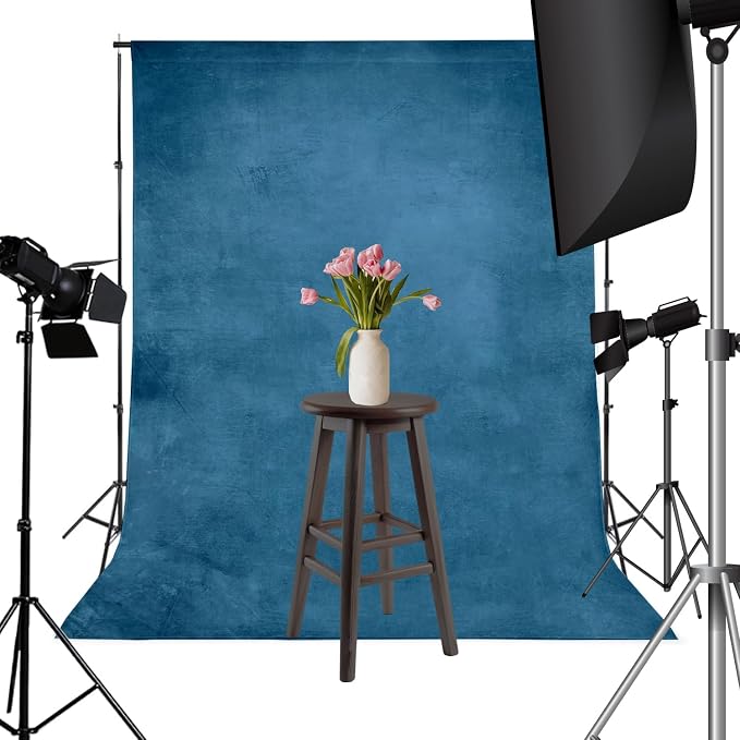5x7ft Vintage Blue Backdrop for Photography Blue Photo Backdrop Portrait Photo Studio Prop Background for Photoshoot Photo Parties Video Studio Backdrops Prop - Image 2