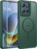 FNTCASE for Moto G Play 2026 / G 2026 / G 2025 Phone Case, Screen Protector | Translucent Matte Magnetic Back, 14FT Military Grade Drop Protection, Shockproof Protective Phone Cover, Green by FNTCASE