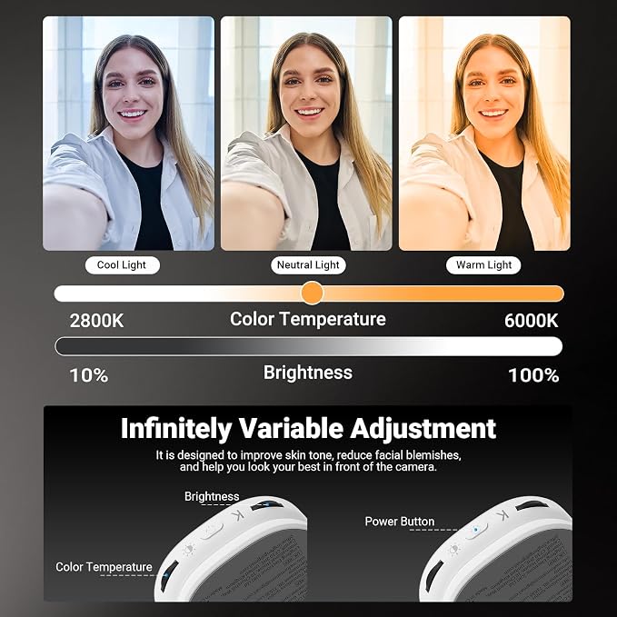 NEEWER Basics Magnetic Selfie Light Compatible with MagSafe iPhone, 2W Bi Color Small LED Phone Fill Ring Lighting CRI95+ with 360° Swivel, Mirror for Makeup Video Conference Recording, NL72B White - Image 6