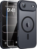 FNTCASE for iPhone Air Case, Fit for Magsafe, with Glass Screen Protector | Full Camera Protection, Translucent Matte, 14FT Military Grade Drop Proof, Shockproof Protective Phone Cover, Black by FNTCASE
